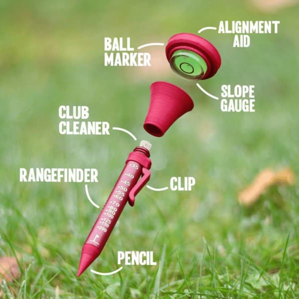 6-i-1 multifunktions golf-tee – kompakt plast golftilbehør med integrerede værktøjer, let og bærbart design til træning og runder Red Red