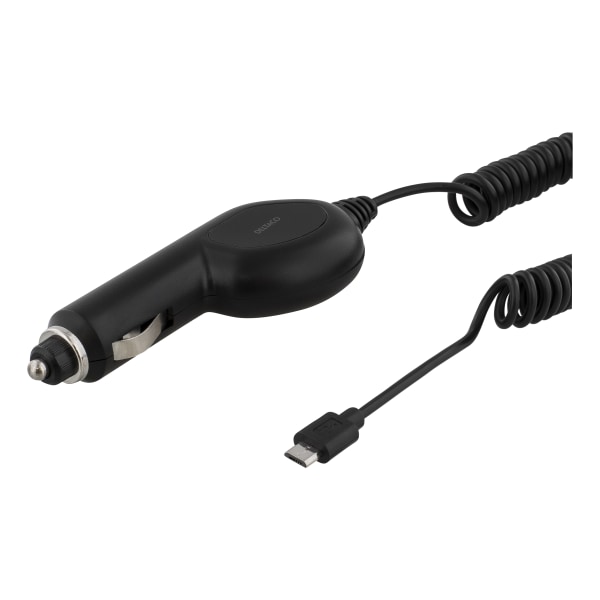 Car Charger with Micro USB, 1A, 12-24V, 1m spiral cable