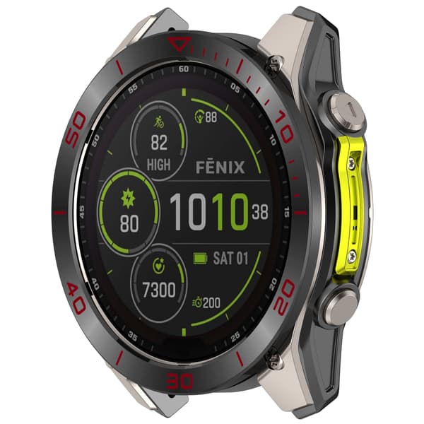 Garmin Tactix 8 47mm AMOLED Bezel - Sort & Rød Tidszone