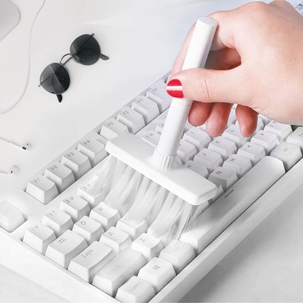 Rengøringssæt til tastaturer og høretelefoner 5 dele Hvid+rød