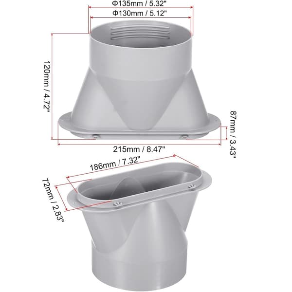 Portabel luftkonditioneringsadapter No.8 13cm flat munstycke för väggutlopp - grå ABS avgasadapter, kompatibelt med Midea