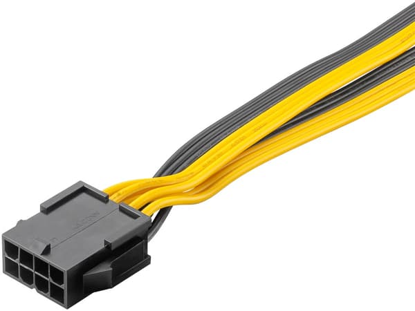 Strømforsyningskabel 8-pin hun til dobbelt 6+2 han til PCIe
