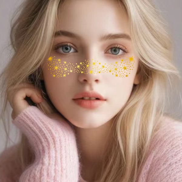 Gold Freckle Midlertidige Tatoveringer (5 Ark) model 1