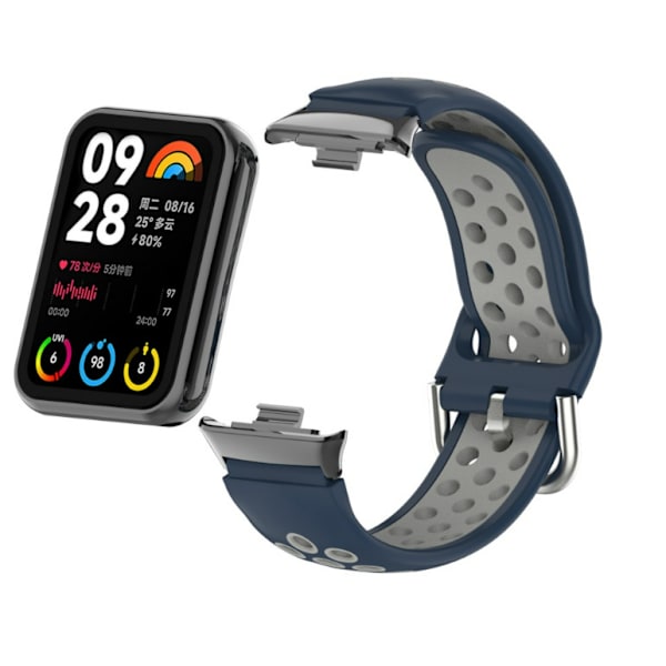 Silikone urrem til Xiaomi Mi Band 9/8 Pro (18 mm) Blå + Grå