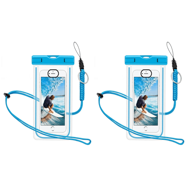 Vandtæt mobiltaske til smartphone - universal - blå  2-pack