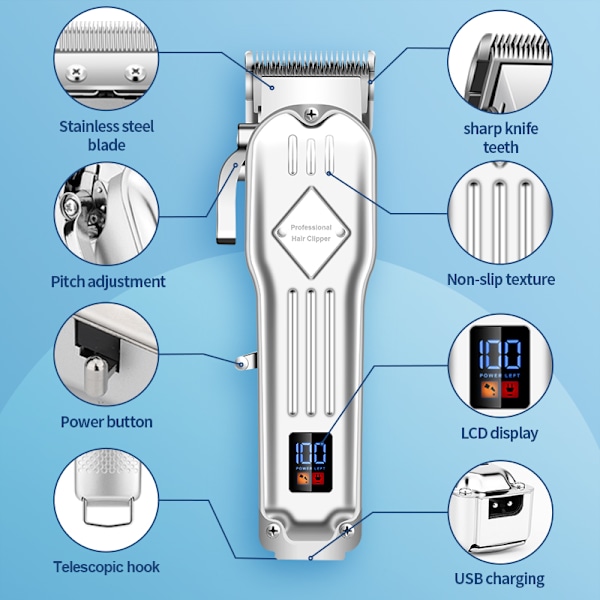 4-i-1 hårtrimmerset 973A för professionell grooming Guld