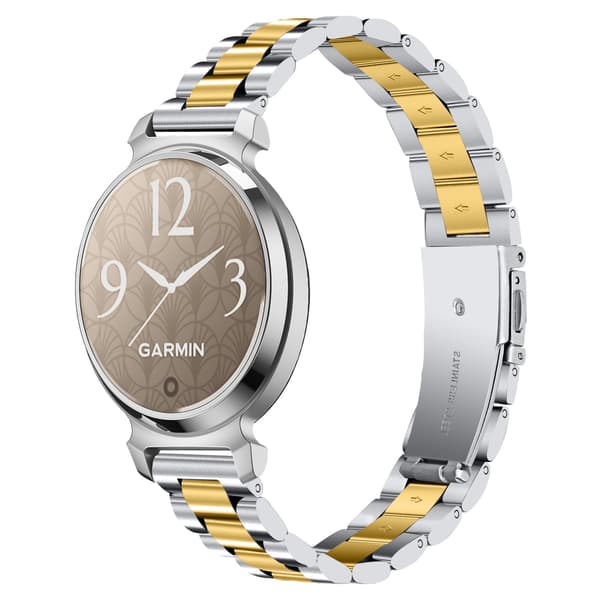 Rustfrit stål tre-perle urrem kompatibel med Garmin Lily 2 - 14mm silver+gold silver+gold