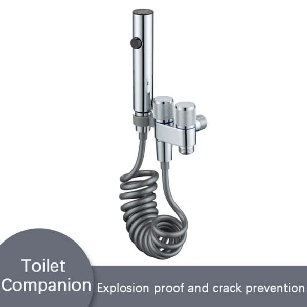 Rustfrit ståls mini toiletkompanion – tovejs vinkelventil håndholdt bidetbruser med keramisk ventilkerne Silver Silver