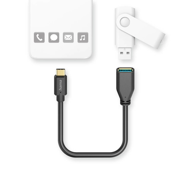 Adapterkabel USB OTG USB-C till USB-A Svart