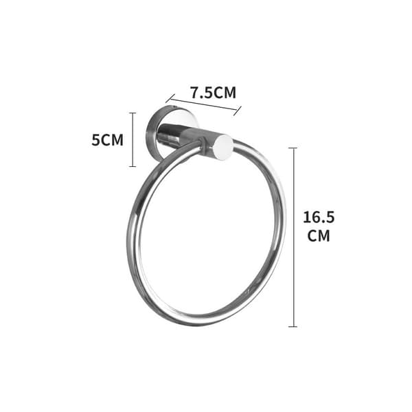 Badeværelse Non-Punch Oval Håndklædeholder Rund Model Rustfrit Stål Håndklædering til Badeværelse og Toilet Silver Silver