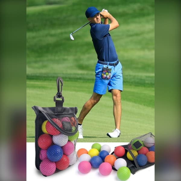 2-Pack Golfboll Förvaring Nätväska - Portabel Nylonpåse med Krok