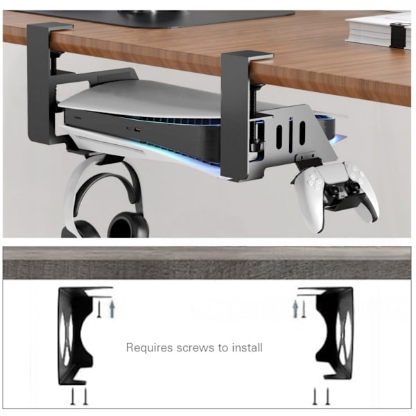 PS5 Konsol Opbevaringsbeslag - Under Bordholder med PS VR2 Headset & Controller Hænger