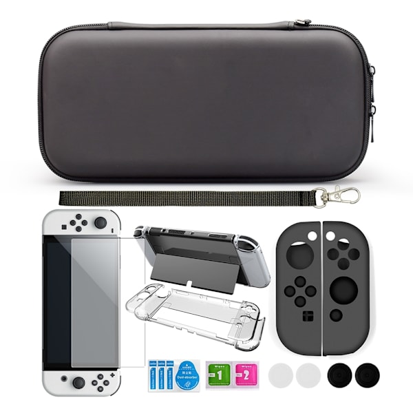 INF Switch OLED etui med 9 tilbehørsdele Sort