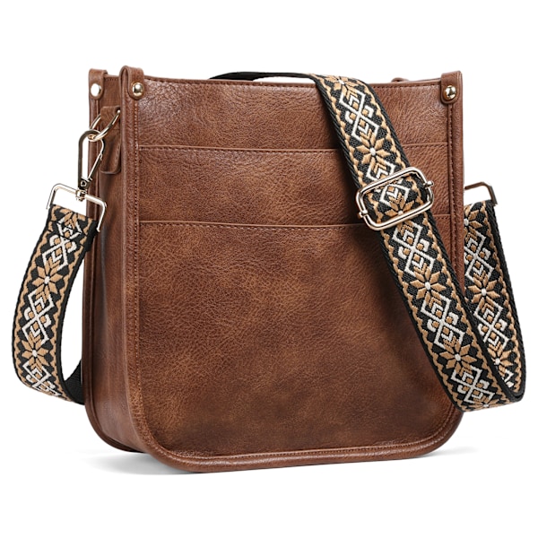 Snygg PU-väska för kvinnor: Crossbody axelväska Brun