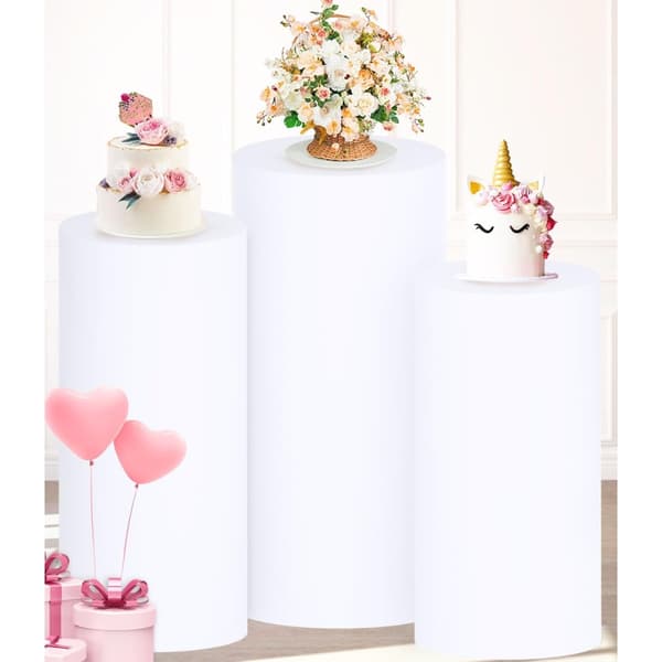 Elastisk Duk för Dessertbord Vit 3-Delars Set - Förvandla Din Tårtvisning