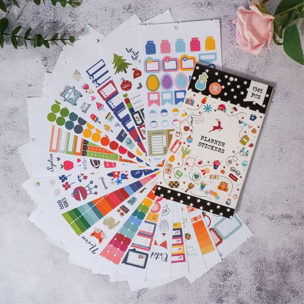 J10 Planner Stickers - 1345 Stk Farverige Dekorative Stickers