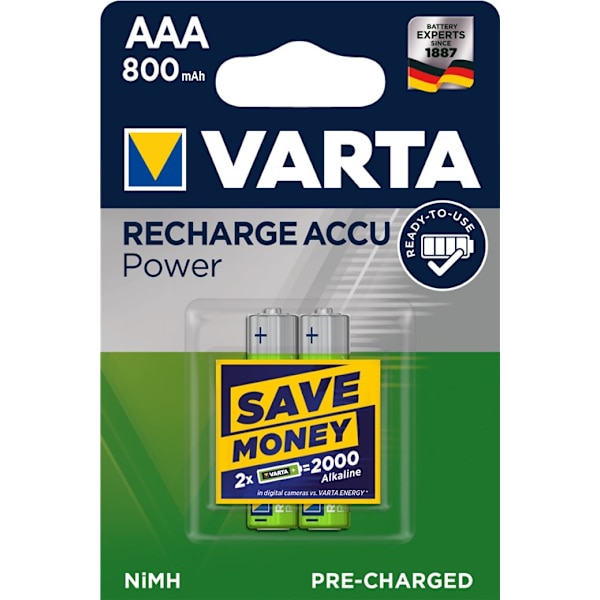 AAA (Micro)/HR03 (56703) laddningsbart batteri - 800 mAh, 2 st. i blister