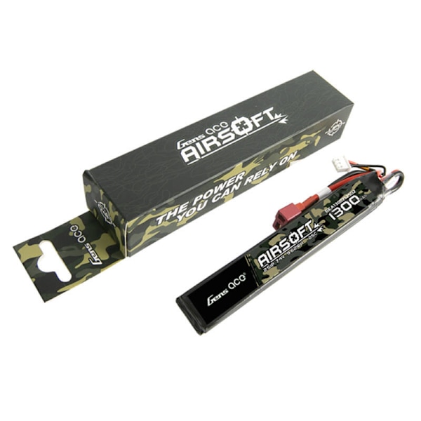 Gens ace 25C 1300mAh 2S1P 7,4V sadel Airsoft Gun Lipo-batteri med T-stik