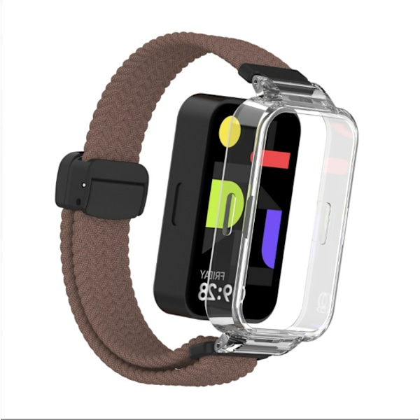 Redmi Band 3/9 Active -nailonkellonhihna magneettilukolla Ruskea
