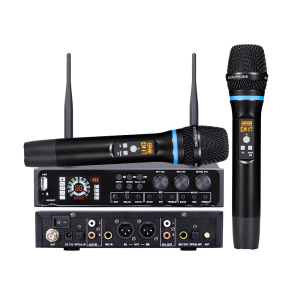 INF All-in-One langaton mikrofonijärjestelmä Bluetoothilla häihin, karaokeen Musta