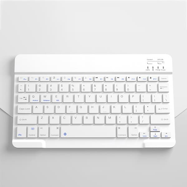 Trådlöst Bluetooth-tangentbord - 10-tums Uppladdningsbart White White