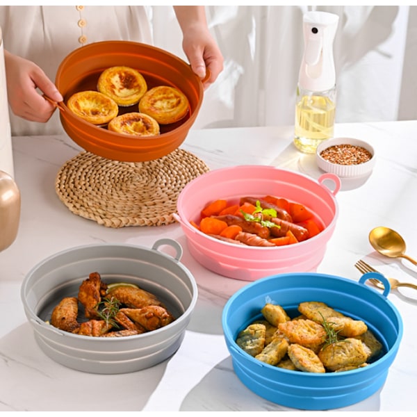 Sammenklappelig rund Air Fryer silikoneform Brun 19 cm