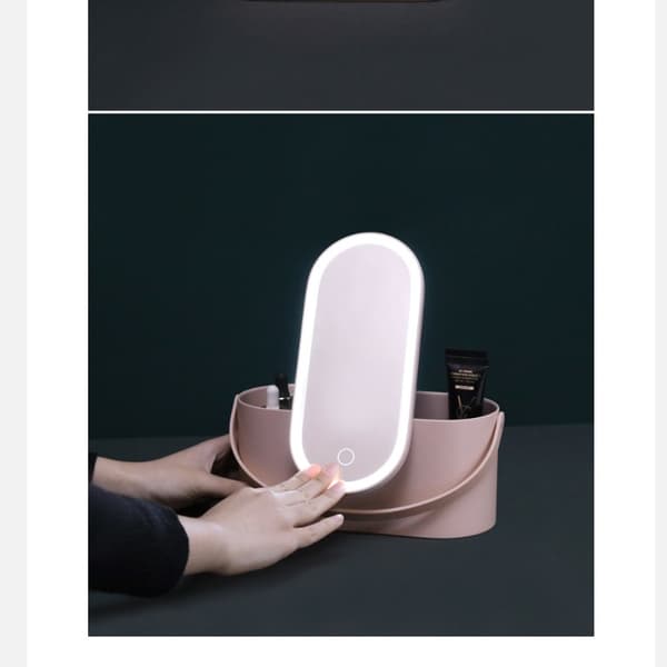 Bärbar LED Sminkspegel med Ljus Pink Pink