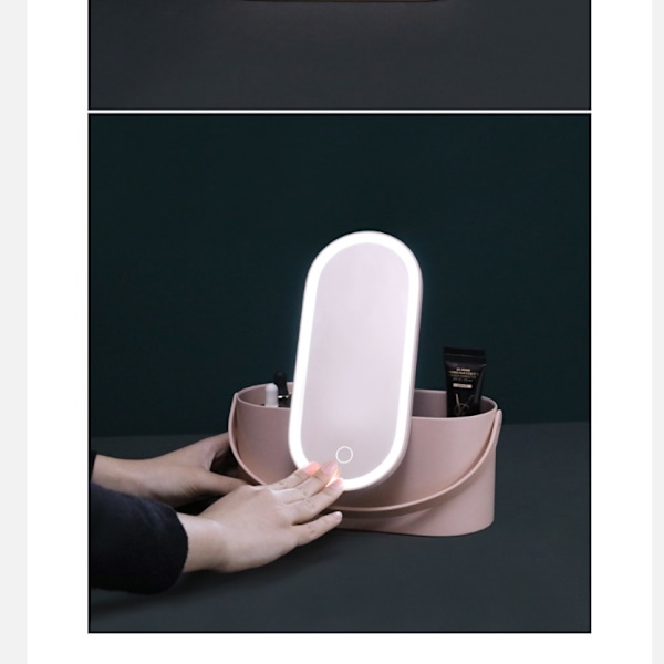 Bærbart LED Makeup Spejl med Lys Pink Pink