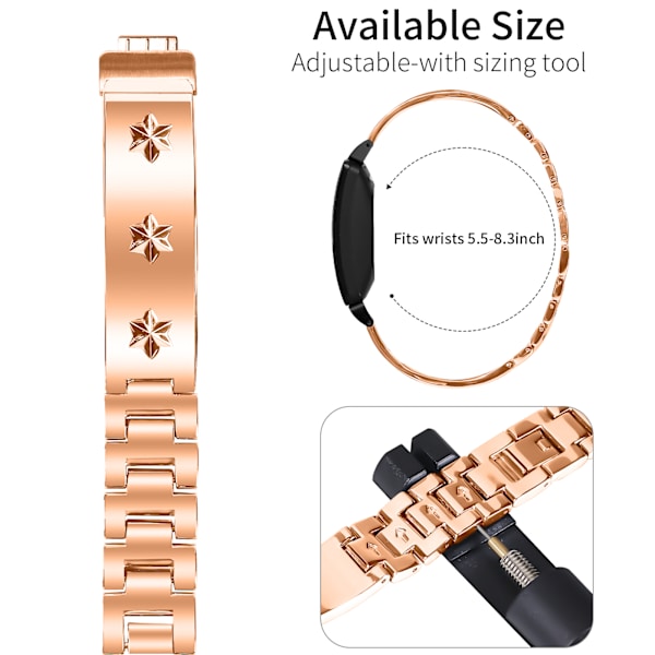 Halvarmring i rostfritt stål för Fitbit Inspire 1/2 Rose guld