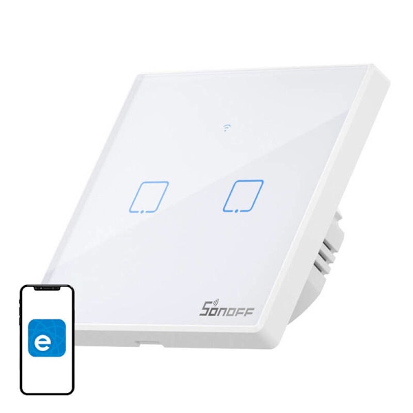 Smart Switch WiFi + RF 433 Sonoff T2 EU TX (2-kanals) uppdaterad