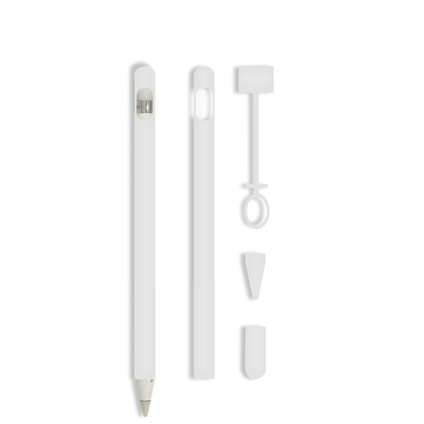 4-delt silikone beskyttelsesetui til Apple Pencil Hvid