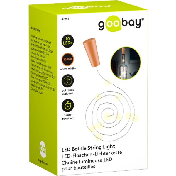Ljusslinga till flaskor med 10 LED