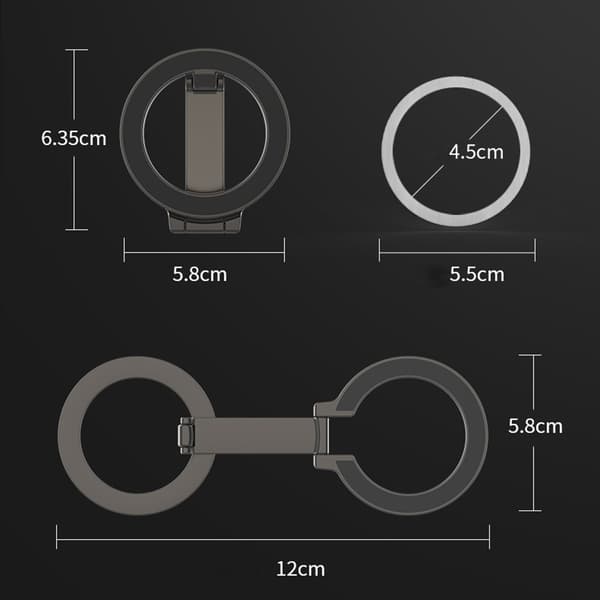 Dobbelt-sidet magnetisk MagSafe ringstativ til telefon i rustfrit stål, foldbart kickstand, kompatibel med iPhone 12 og nyere Silver Silver