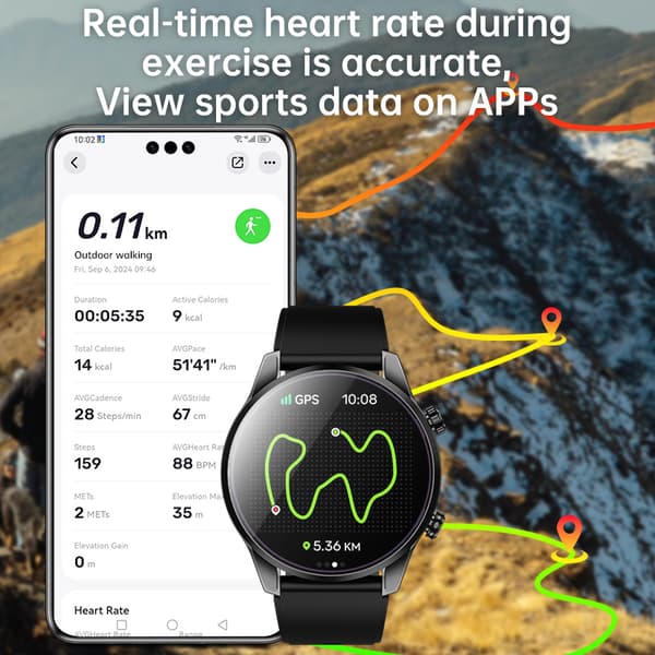 GPS Bluetooth Smartwatch med sundhedsovervågning
