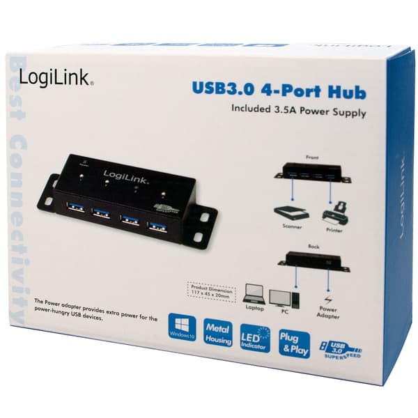 USB 3.0-hub med 4 porte