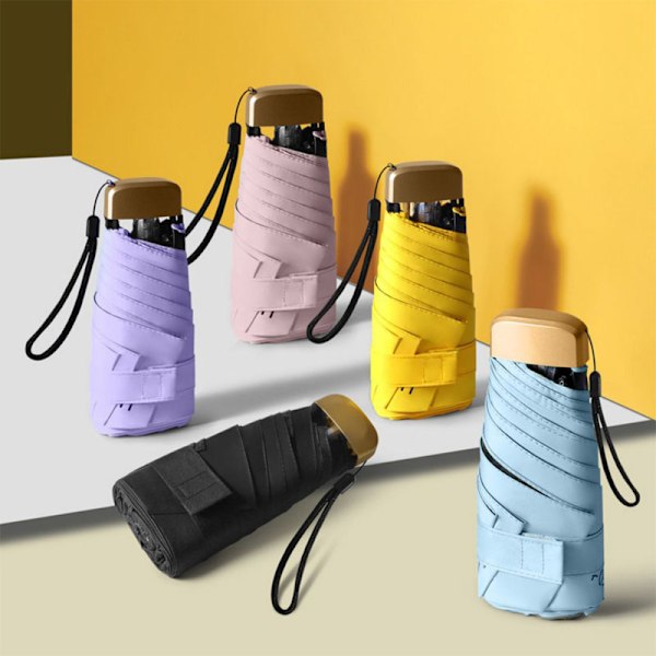 Sun&Rain Paraply, 5-foldet Pocket Paraply Gul