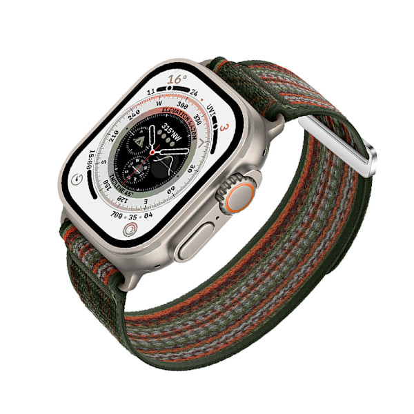 Flettet nylon sportsrem til Apple Watch grøn+orange S