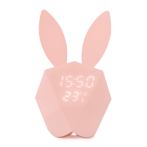 Vækkeur med Natlys Rabbit Rosa