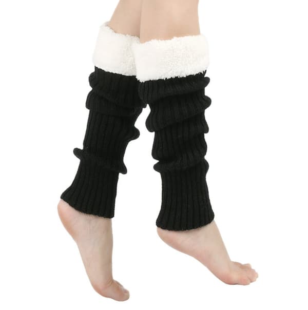 Stickade benvärmare, Slouchy Boot Socks Black Black