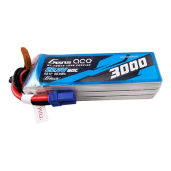 Gens ace G-Tech 3000mAh 22,2V 60C 6S1P Lipo batteripakke med EC5 stik