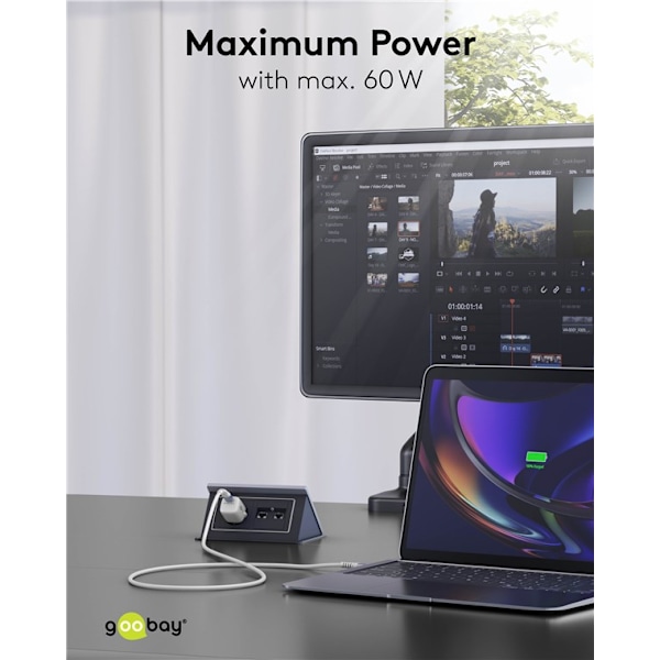 USB-C™ till USB-A supersoft textilkabel med metallkontakter, 3 m, vit