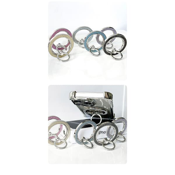 Magnetisk telefonringholder med glitter og rhinsten, 360 graders rotation og fladt foldedesign