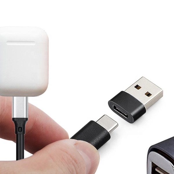 USB-C–USB 2.0 -sovitin Tummanharmaa