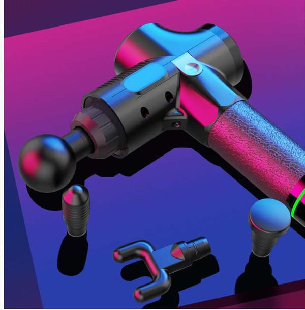 Massagepistol med 6 udskiftelige massagehoveder Sort