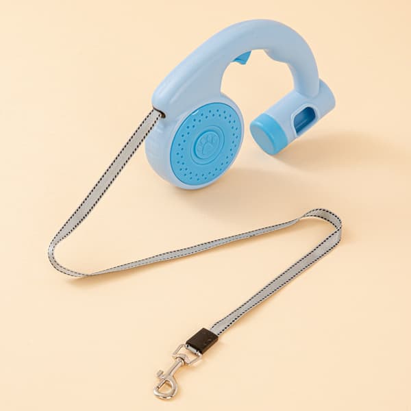 Multifunktionel rulleline til hunde med affaldspose dispenser - 3m snor uden sammenfiltring Blue Blue
