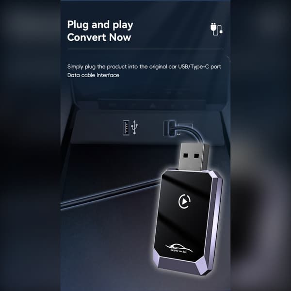 Älykäs auton yhdysrasia: Langaton CarPlay & Android Auto 2-in-1 -sovitin Grey Grey