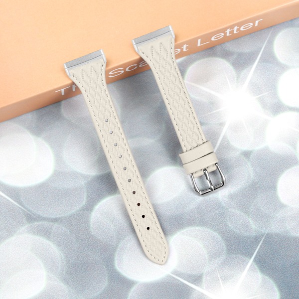 Klockarmband i Äkta Läder för Fitbit Versa 4 Aprikos