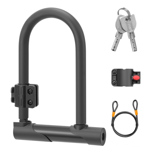Cykel U-lås med kabel, fäste och låsring