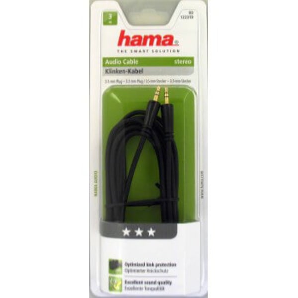 HAMA Kabel Audio 3.5mm-3.5mm Guld Svart 3m