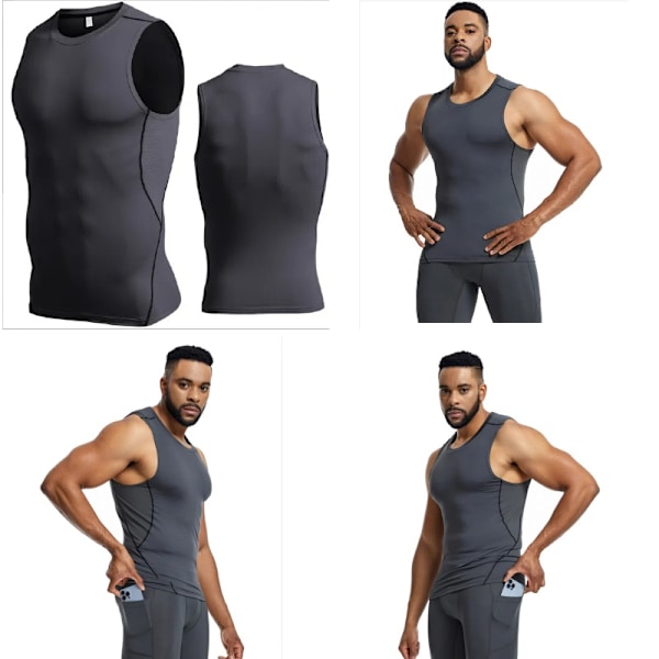 Herre Sommer Løb Træning Fitness Vest Grå 3XL